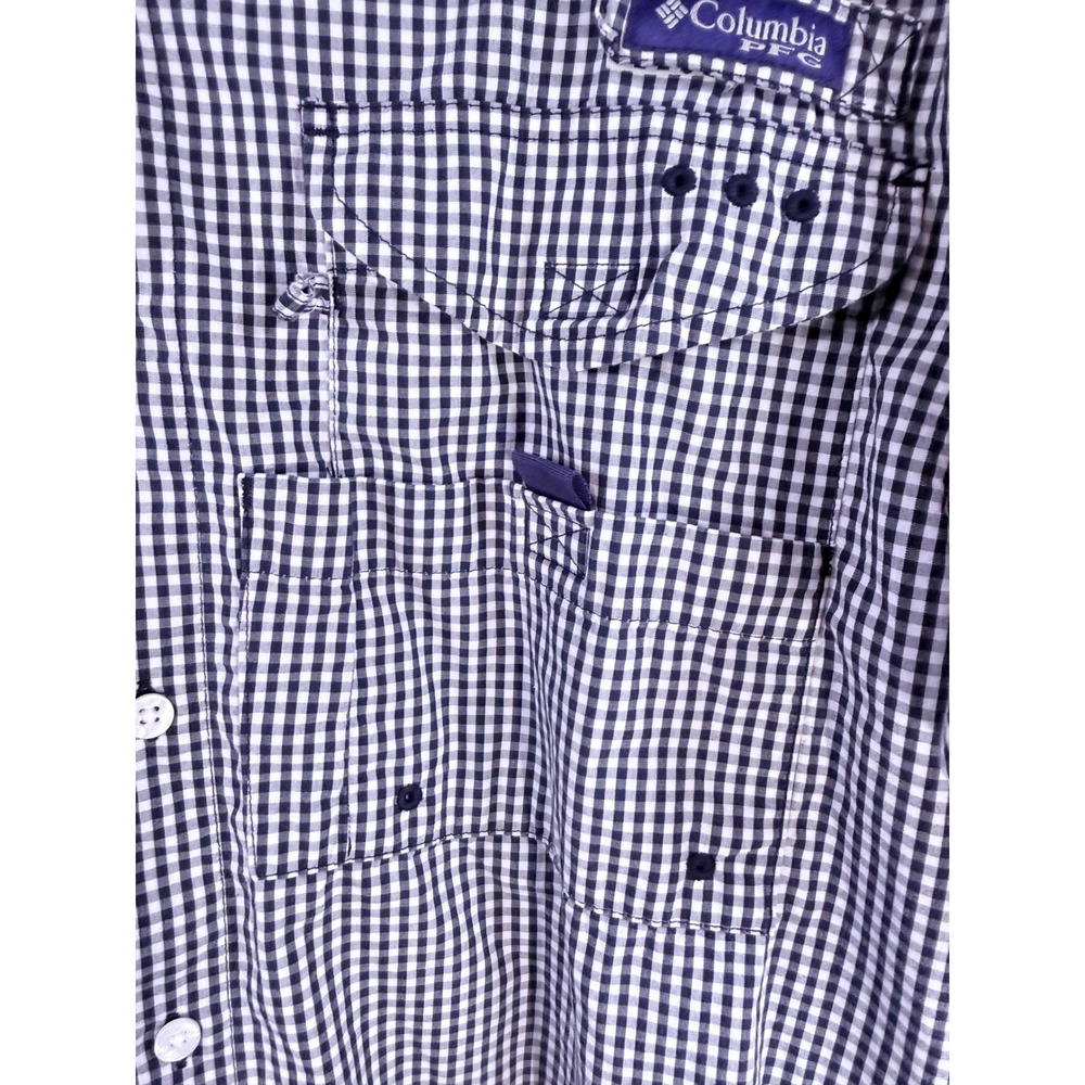 Columbia PFG Super Bonehead Shirt Mens Small Auburn Tigers Gingham Fishing Blue - Picture 4 of 14